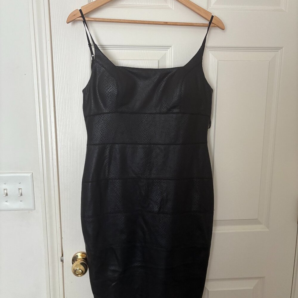 BEBE FAUX LEATHER PARTY/ EVENING DRESS